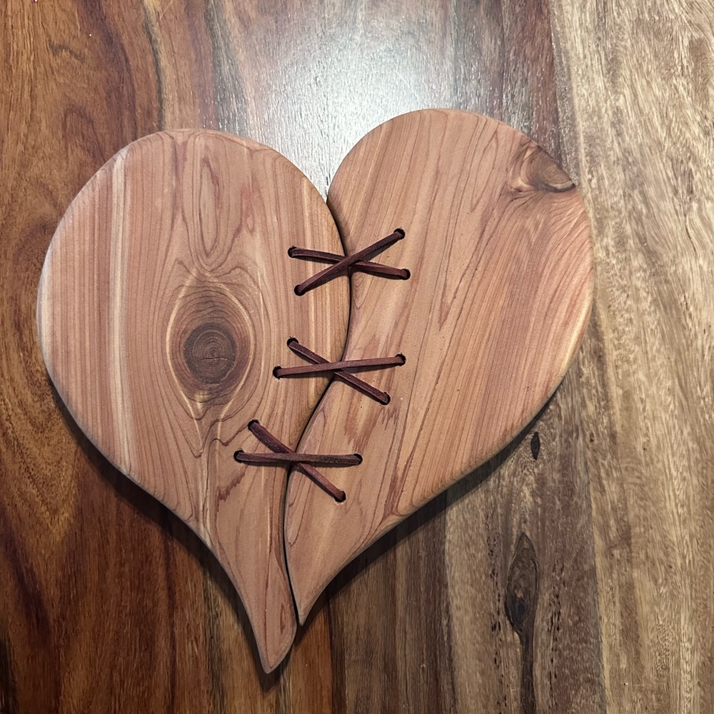 Handcrafted Heart Wall Art with Natural Wood Finish